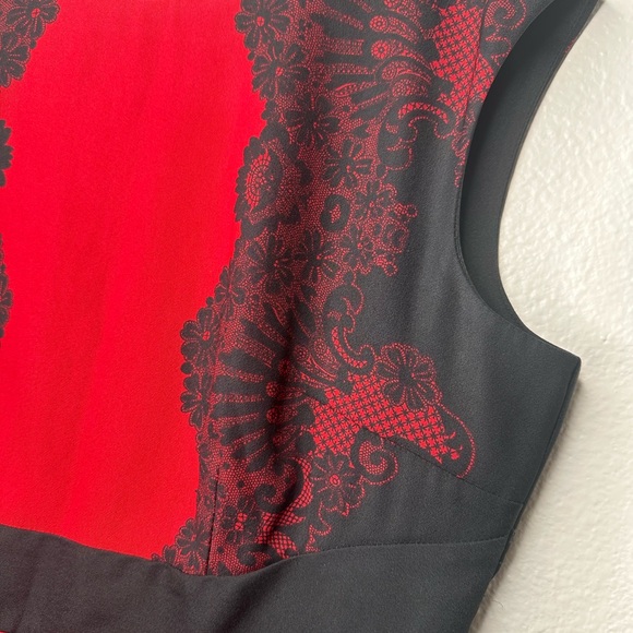 New York & CO Red and Black Sleeveless Lace Sheath  Dress, size 10 EUC - Picture 6 of 11